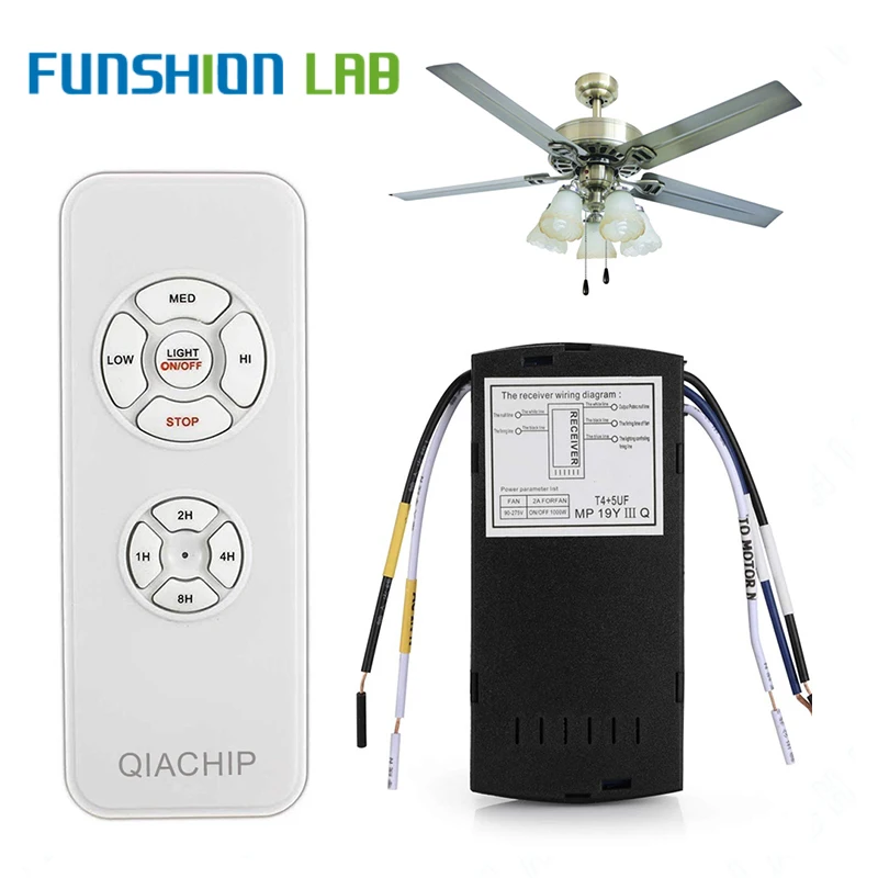 

FUNSHIO Universal Ceiling Fan Lamp Remote Control Kit AC 110-240V Timing Control Switch Adjusted Wind Speed Transmitter Receiver