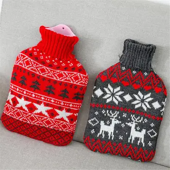 

Christmas Snowflake Hot Water Bottle Cover Insulation Bottle Cute Knitted Protective Warm Case Heat Preservation Thermos Sleeve