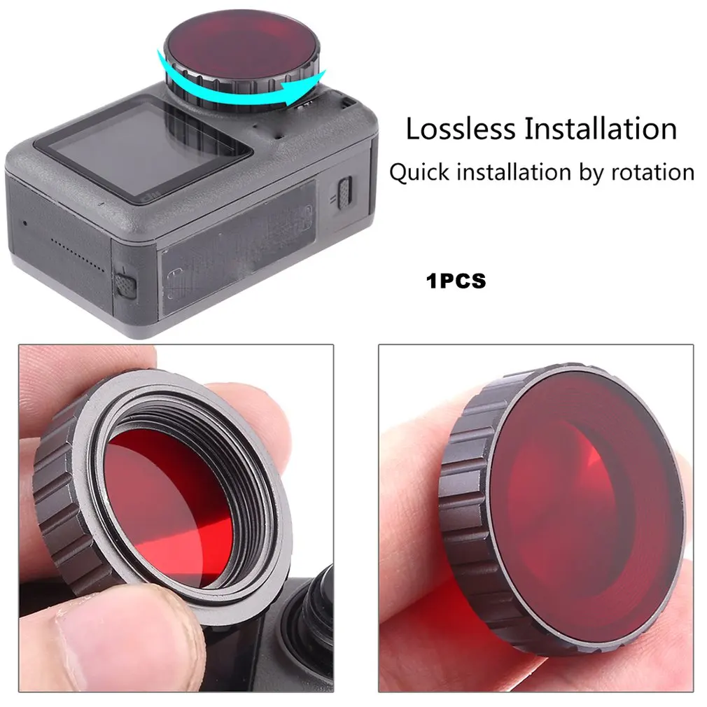 Red Submersible Filter For Dji Osmo Action Sports Camera Submersible Filter For Underwater Shooting