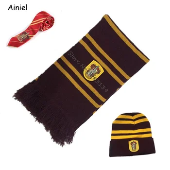 

Anime Hermione Scarves Cap Tie Necktie Gryffindor Slytherinn Ravenclaw Hufflepuff Tie Hat Long Scarf Cosplay Holloween Costumes