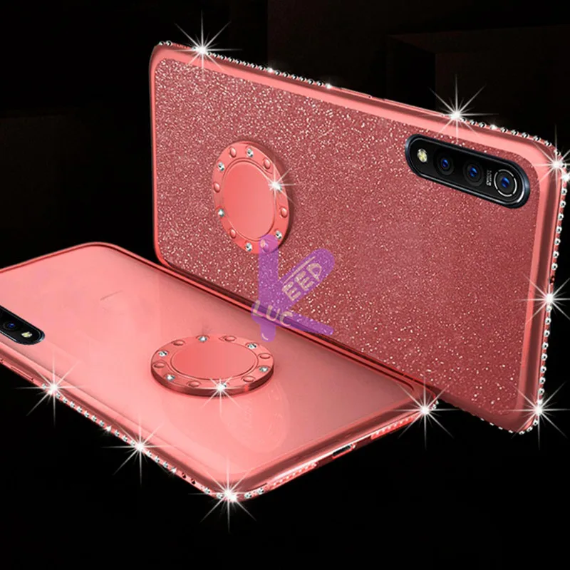 Чехол со стразами и кольцом держателем для Xiaomi A2 MAX3 6X 8 8SE Pro Redmi Note 7 Lite 5 6 6A