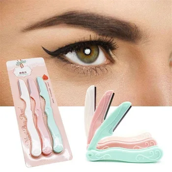 

2019 new hot 3pc Eyebrow Shaper Dermaplaning Womens Grooming Shaver Shaping Safe Razor Makeup Tool New Shaping the perfect