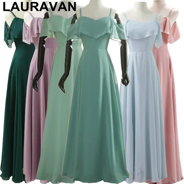 

2020 modest Grass dark green women Girls plus size straps chiffon bridesmaid princess bridesmaids dresses purple dress long gown
