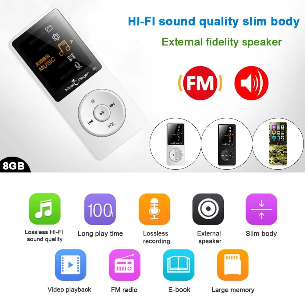 NEW Ultrathin Portable Speaker Lossless Music HiFi Mini Sport Audio Player Screen Bluetooth MP3 Devices TF Card FM Radio #W1