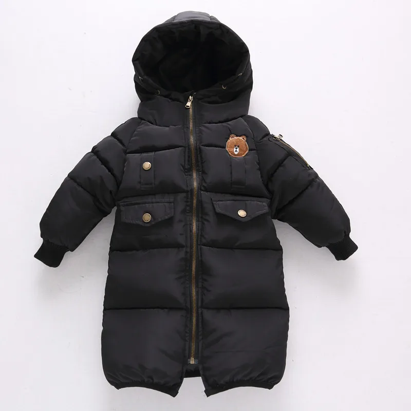 

New 2019 Fashion Children's Long Cotton-padded Jacket Girls Boys Autumn Winter Warm Thick Hooded Collar Coats 1-12Y Winter
