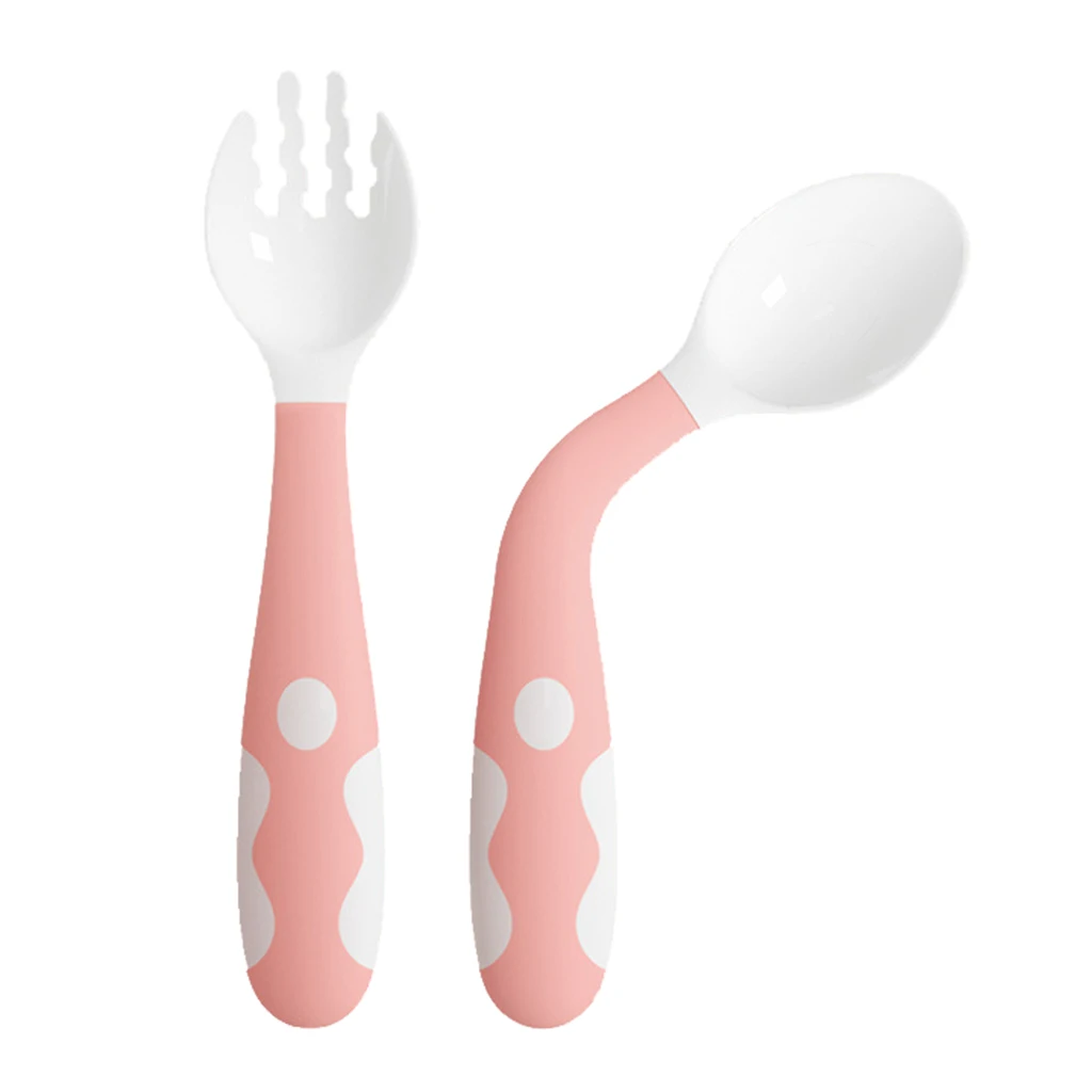 2pcs Silicone Baby Toddler Infant Spoons Fork Learn To Eat Safety Baby Newborn Toddler Spoons Folks Feeding