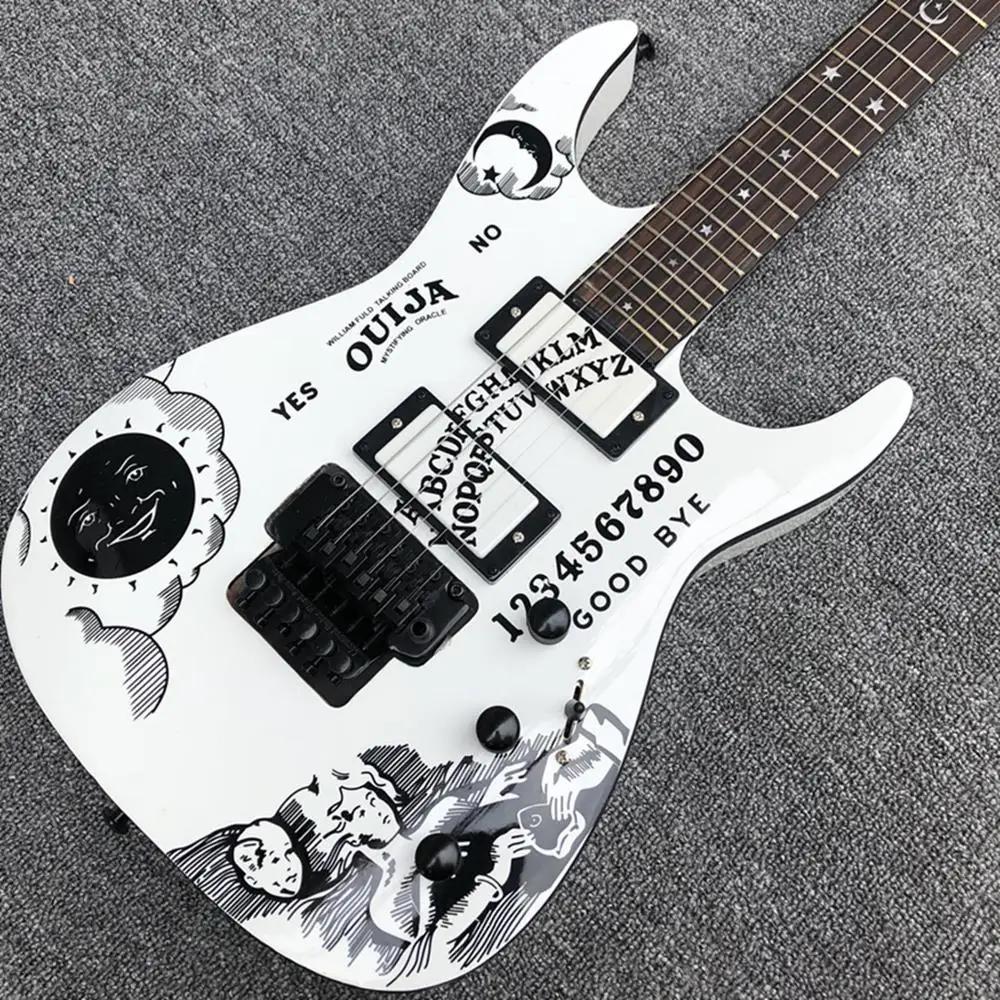 white guitar На заказ белая гитара Черная аппаратная Кирк хамметт Ouija Красивая электрогитара, по индивидуальному заказу! доступно paypal - Цвет: white guitar