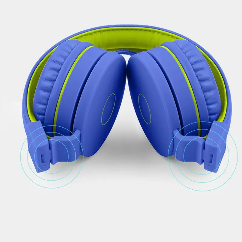 Kids Wired Foldable Headphone with Microphone Head Mounted Portable Headset Safe Volume Limit Children Gift