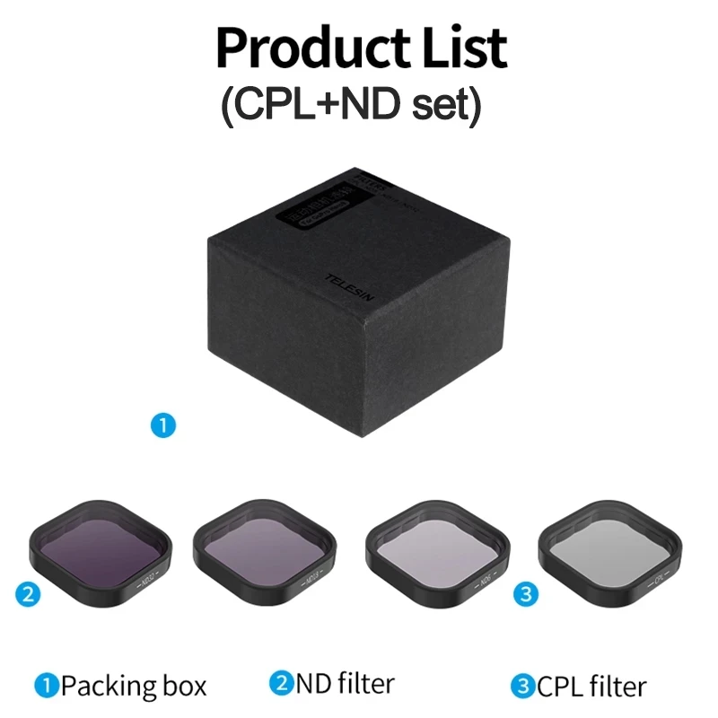 Telesin-conjunto de Filtros Polarizados para Câmera Compatível com Gopro Protetor de Lente Acessórios de Câmera de Ação Fotográfica Hero 6 5 9 8 7 - Image 6