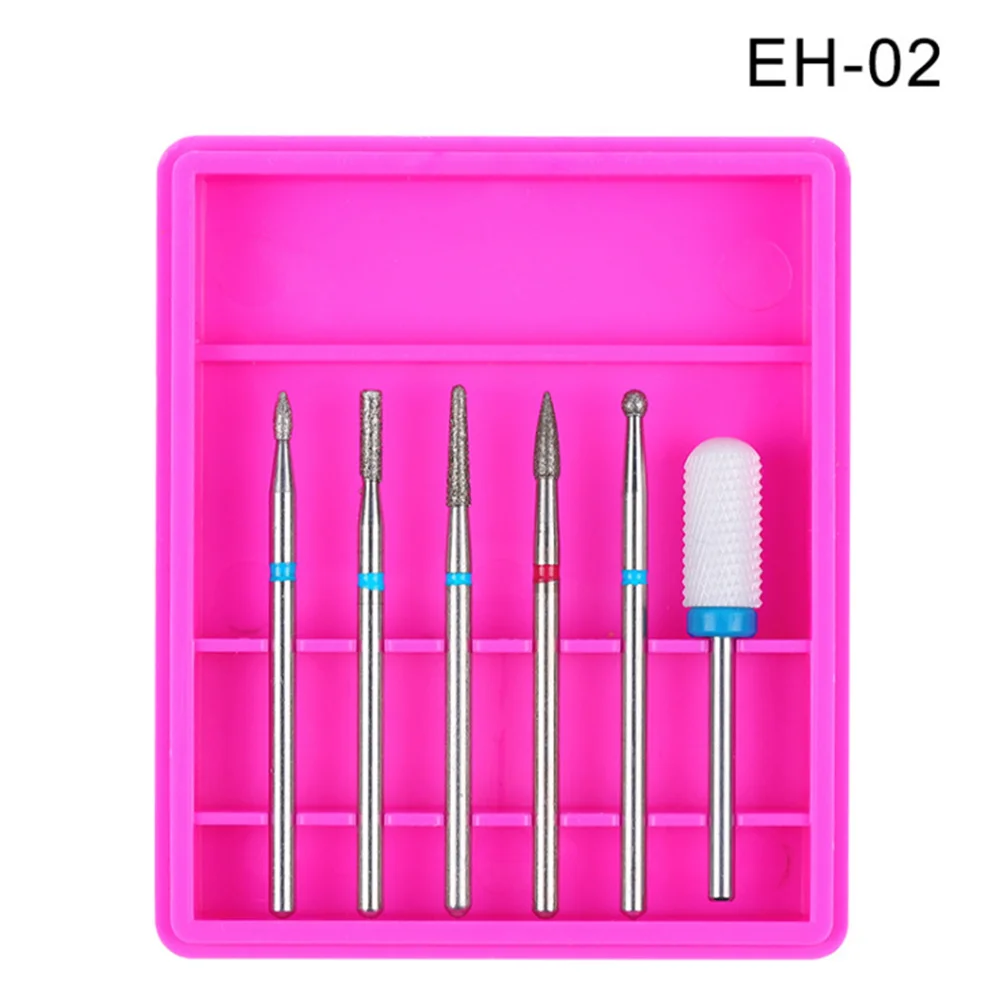 6 шт. керамические алмазные сверла для ногтей набор смешивания фрезы для Электрический маникюр ногтей машина аксессуар инструменты для дизайна ногтей педикюр - Цвет: EH02