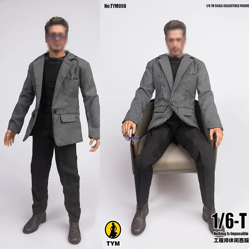 1:6th black Slim denim coat model For 12" Male HT Muscle Wolverine Figure Doll 
