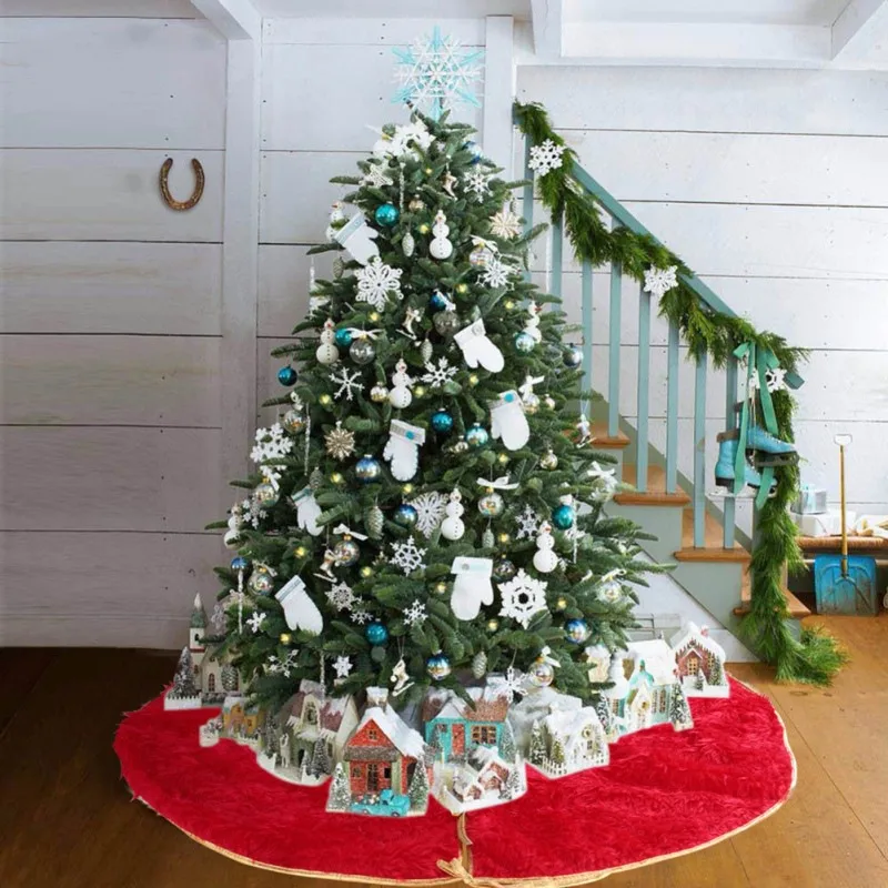 

Soft Christmas Tree Skirt Red Plush Household Christmas Tree Decoration Christmas Tree Skirt