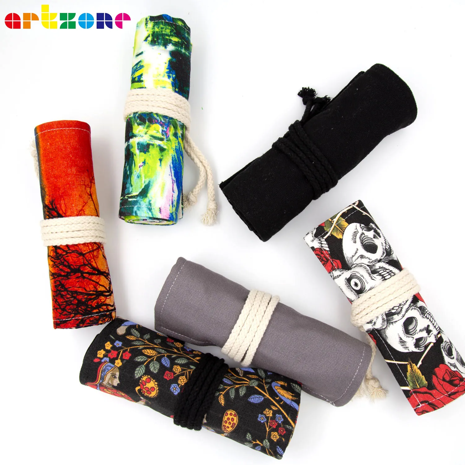 Pencil Case 72 Holes Canvas Wrap Roll Up Pencil Bag  Holder Storage Pouch Writing Supplies images - 6