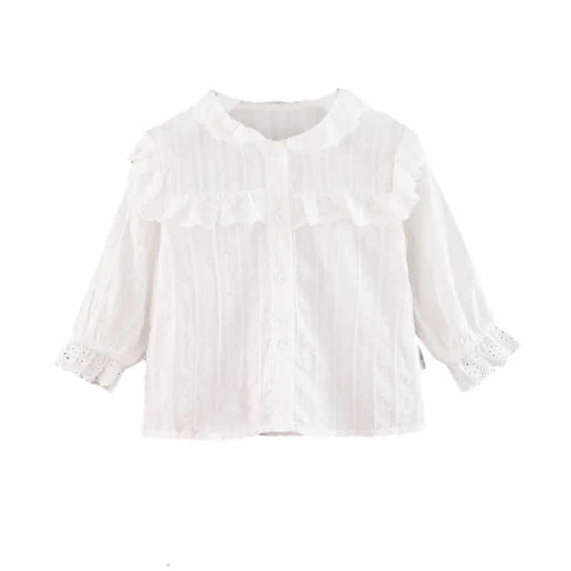 

Girls Stand Collar Shirt 2020 Autumn New Style Children's Western Style Cotton White Shirt toddler girl fall clothes