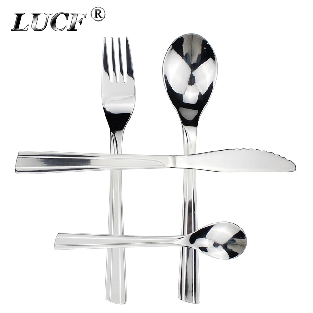 LUCF New Fashion style Stainless Steel Western Dinnerware set Powerful cutter teeth Brief metal Cutlery for Family Restaurant | Дом и сад