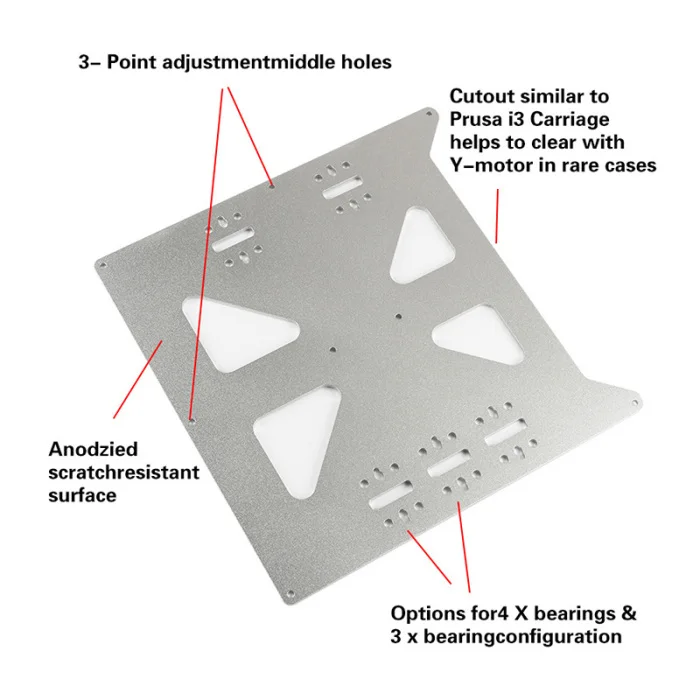 Алюминиевая Y карета анодированная пластина для Prusa i3 RepRap DIY 3d принтер части OD889