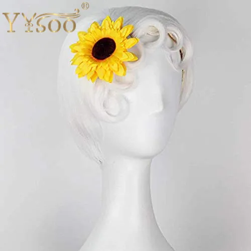 YYsoo Ericka, парик для косплея, женский, белый, короткий, прямой, кудрявый, возраст, волосы, костюм на Хэллоуин, парик, бесплатно, Подсолнух, без шнурка, синтетический парик