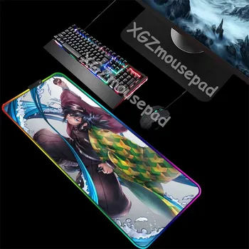 

XGZ Anime Tomioka Giyuu HD Swordsman Custom Large RGB Mouse Pad Black Lock Edge Computer Desk Mat Natural Rubber Non-slip Xxl