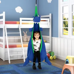 Hamac en forme de dinosaure 100% coton, siège pivotant pour enfants, gain de place, Durable pour jardin intérieur avec coussin gonflable 
