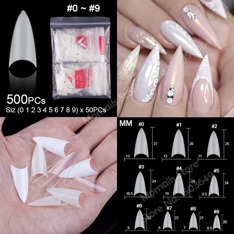 A10-Natural-500PCs Популярные 100 штук, 200 штук, 500 штук балерины на шпильках, круглые квадратные накладные Типсы для маникюра, накладные ногти - Color: A10-Natural-500PCs