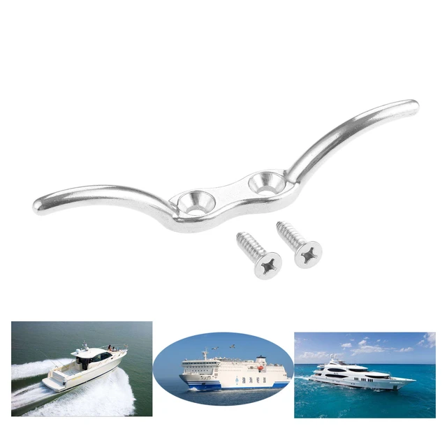 150mm/6 Marine Grade 316 Stainless Steel Yacht Boats Flagpole Cleat Fixed  Hook Rope Fasten Halyard