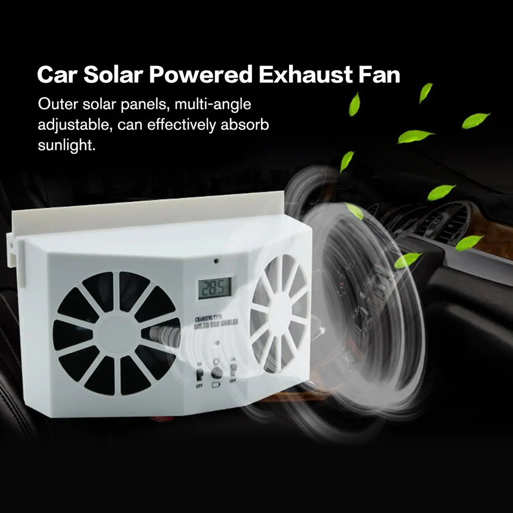 

2 Cooler Car Solar Powered Exhaust Fan Car Gills Cooler Auto Ventilation Fan Dual-mode Power Supply High-power Fan