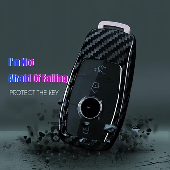 

2/3 Buttons Car key case shell wallet For Mercedes Benz AMG W205 E320L C200 C180 C260 C300 keyfob Carbon Fiber Key Housekeeper