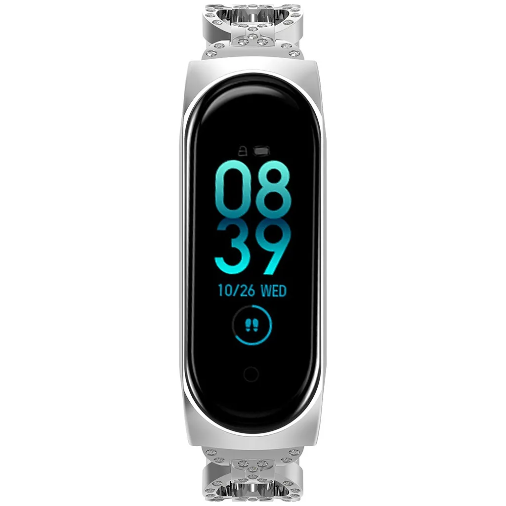 1 шт., стильный браслет с металлической цепочкой, Смарт-часы, ремешок, бриллиантовый браслет из нержавеющей стали, Смарт-часы, ремешок для Xiaomi Mi, группа 4