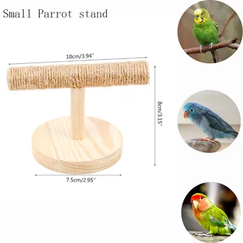 

Small Parrot Wooden Tabletop Perch Toy Bird Stand Training Exercise Sisal Claw Feet Grinding Stick Bite Chew Toys Bird Supplies
