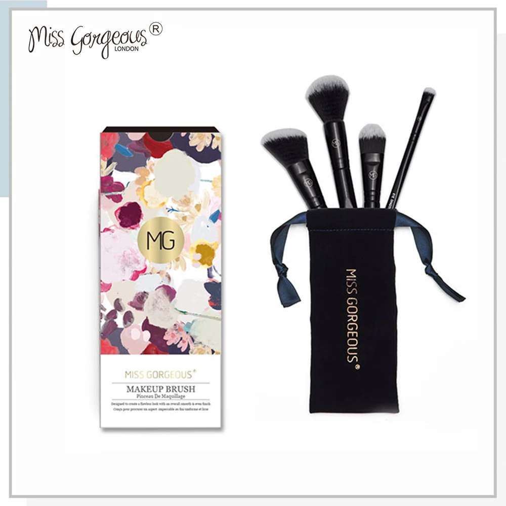 

Miss Gorgeous 4Pcs Makeup Brushes Set Professional Wooded Powder Foundation Blush Eyeshadow Brush Make Up Tool Cosmetic Gift