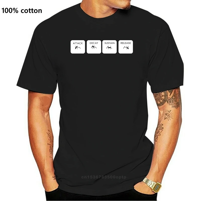 ADSR T-Shirt 100% Cotton Synthesiser Moog Roland Music Producer Ableton Short Sleeves New Fashion T Shirt Men Clothing | Мужская одежда