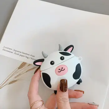 

Lovely Cow Pattern Soft Silicone Protective Case Shockproof Cover Skin Protector for Airpods 1/2 Charging Box Accessories