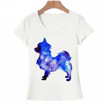 

Molto alla moda A Pelo Lungo Chihuahua Acquerello T-Shirt Donne di Modo di Estate t-shirt per Cani di Stampa Casual Magliette