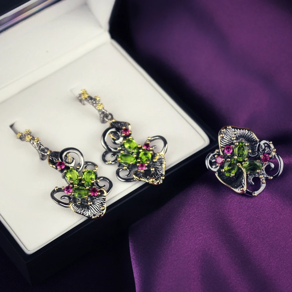 Olivine earrings ring sets (2)
