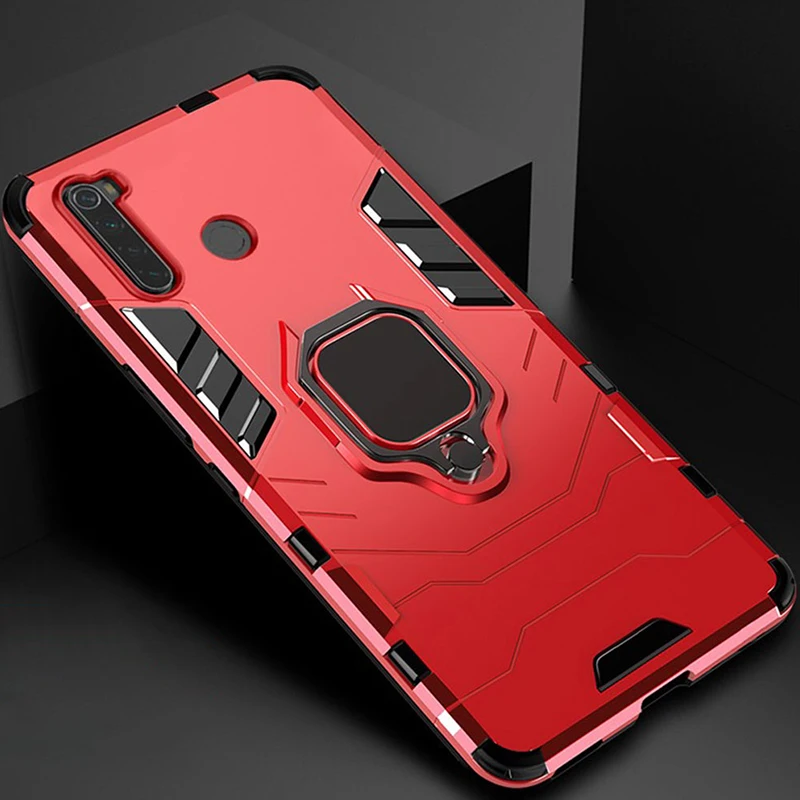 Защитный чехол для Redmi Note 8 T, чехол с магнитным кольцом, автомобильный держатель из ТПУ+ поликарбоната, чехол-бампер для Xiaomi Redmi Note 8T 8 t, чехол для глобальной версии - Цвет: Red