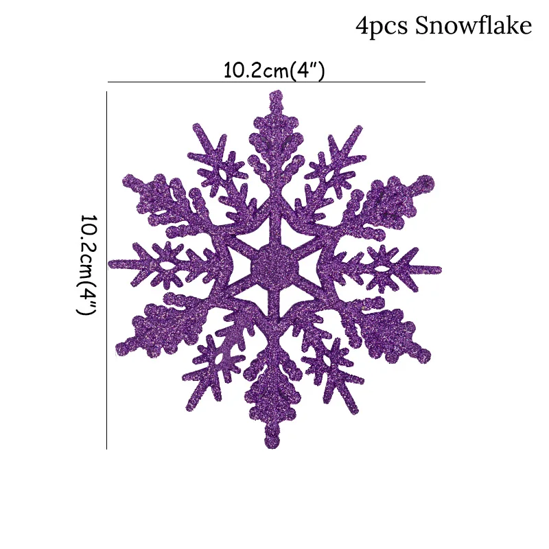 WEIGAO 4 шт. мерцающие рождественские орнаменты снежинки Рождественская елка подвесное украшение для дома натальный год Noel Декор Navidad - Цвет: 4pcs Snowflake