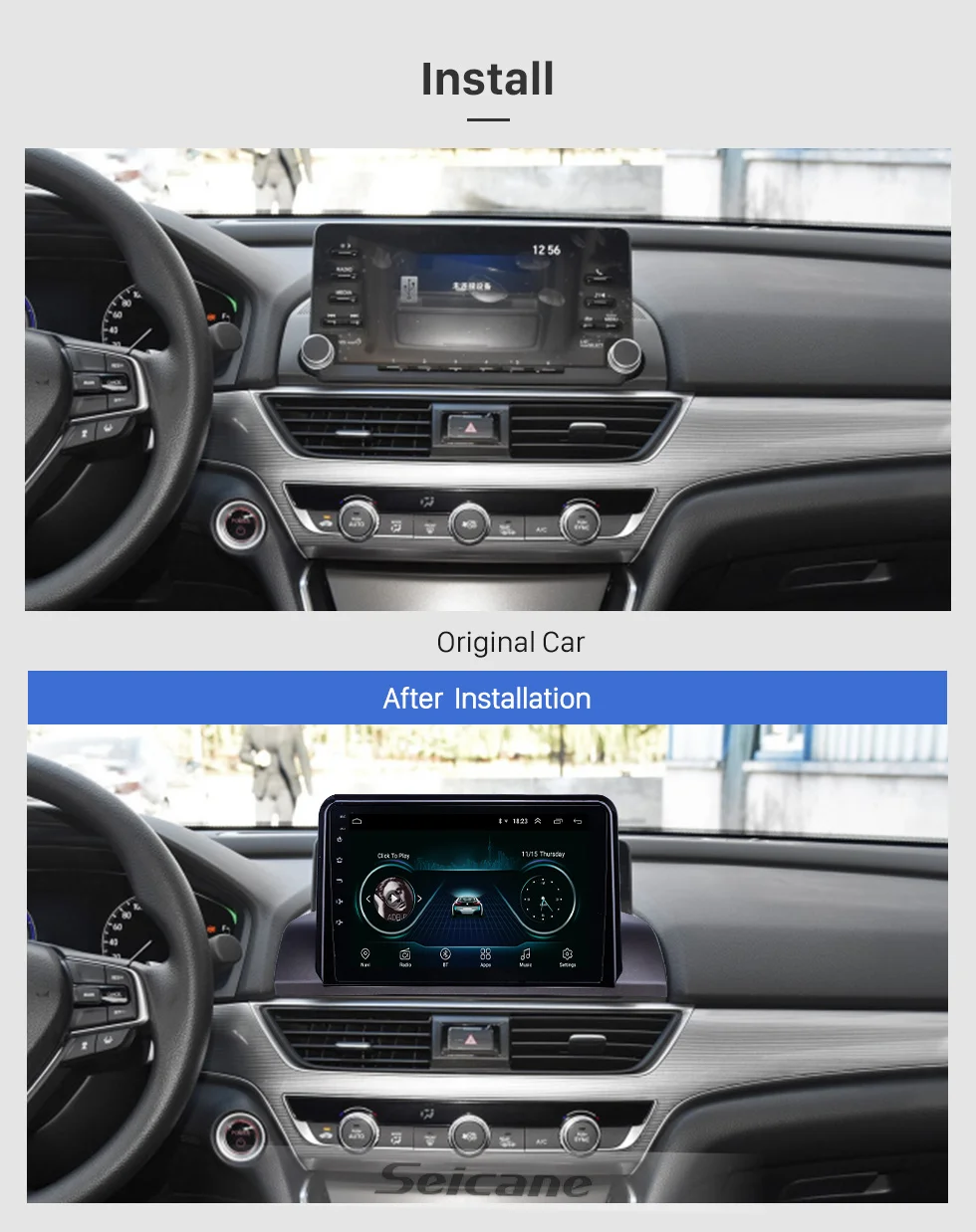 Seicane Android 9,1 Автомобильный gps Радио HD сенсорный экран 9 дюймов для Honda Accord 10- с поддержкой Bluetooth Carplay TPMS DAB