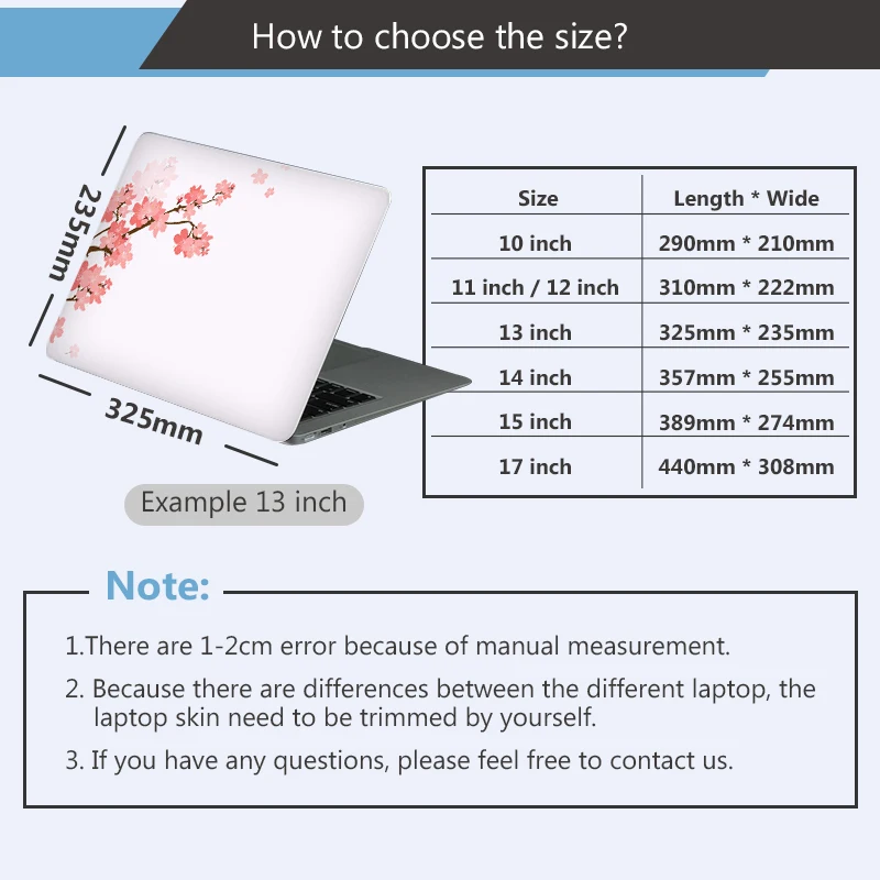 Flower Laptop stickers decal cover Skin Sticker Notebook 12" 14" 15.6" skin for xiaomi AIR 13.3/asus/macbook pro/acer/hp/lenovo