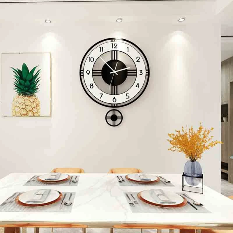 Swingable Silent Large Wall Clock Modern Design Battery Operated Quartz Hanging Clocks Home Decor Kitchen