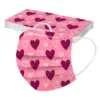 10PCS Adult Mask Valentine's Day Disposable Face Mask Sweet Heart Print Couple Breathable Three-layer Lover Mask mascarillas 2