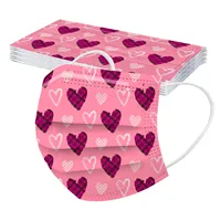 10PCS Adult Mask Valentine's Day Disposable Face Mask Sweet Heart Print Couple Breathable Three-layer Lover Mask mascarillas 2