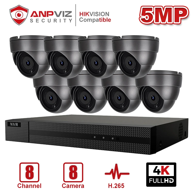 Anpviz 8CH 4K NVR 5MP белый/серый POE IP камера комплект ONVIF домашние/наружные системы