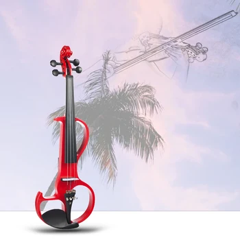 

Full Size 4/4 Electronic Violin With Ebony, Case, Audio Cable, Rosin, Bow