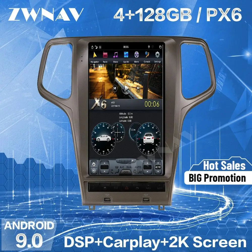 

128 Tesla экран для 2010 2011 2012 2013 Jeep Grand Cherokee Android автомобильный мультимедийный плеер GPS аудио радио головное устройство авто стерео