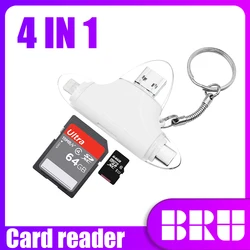 BRU – lecteur de carte mémoire Micro SD, adaptateur 4 en 1 OTG, tout en un pour iphone à USB de type c 