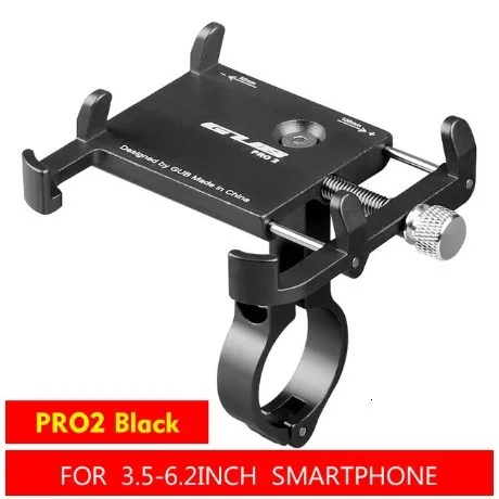 GUB PRO2-2 алюминиевый сплав держатель для велосипеда 3,5-6,2 дюймов смартфон Регулируемая универсальная поддержка gps навигация подставка для телефона - Цвет: PRO2 black