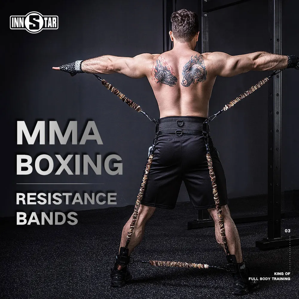 PROD 4000370782905 INNSTAR MMA Boxing fitness fullbody resistance bands
set arm leg strength agility lower body workout equipment Home Gym
Bouncing