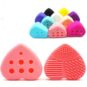 

BBL 1 Piece Makeup Brush Cleaning Silicone Heart Design Holes Cleaning Glove Makeup Brushes Washing Brush Scrubber Tool Cleaners