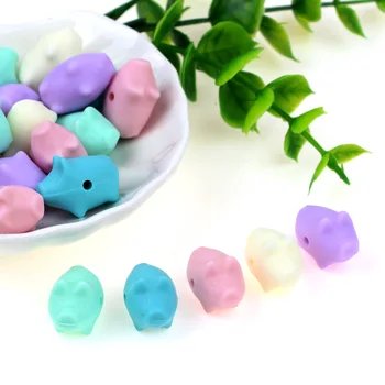 

10Pcs Silicone Beads Baby Teething Lovely Mini pig BPA Free DIY Pacifier Chain Clip Chewing Baby Teether Diy Toys