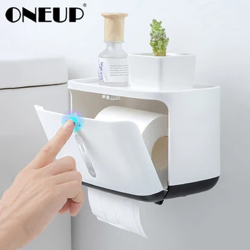 

ONEUP New Bathroom Waterproof Tissue Box Plastic Toilet Paper Holder Wall Mounted Tissue Storage Box Napkin Dispenser Organizer